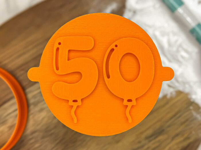 Balloon Milestone 50 Fondant Stamp