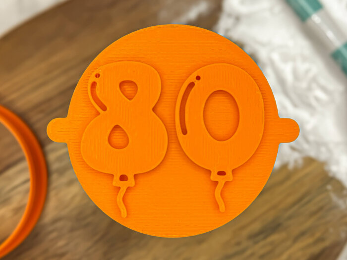 Balloon Milestone 80 Fondant Stamp