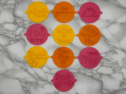 Bridal Shower Fondant Stamp Set of 10