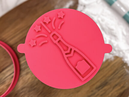 Champagne Prosecco Bottle Fondant Stamp