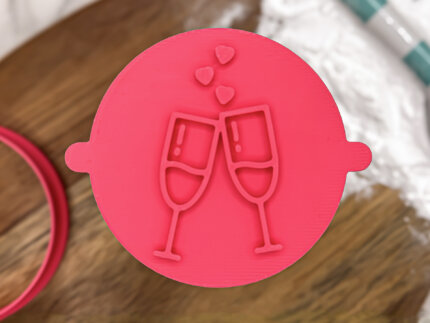 Champagne Prosecco Glasses Fondant Stamp