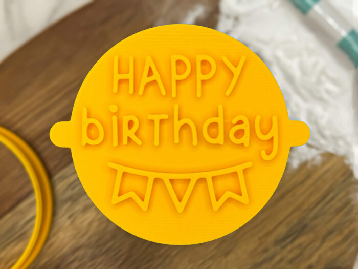 Happy Birthday Bunting Fondant Stamp
