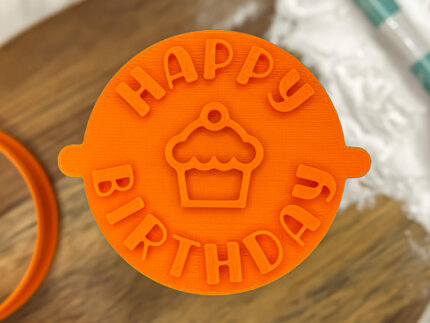Happy Birthday Cupcake Fondant Stamp