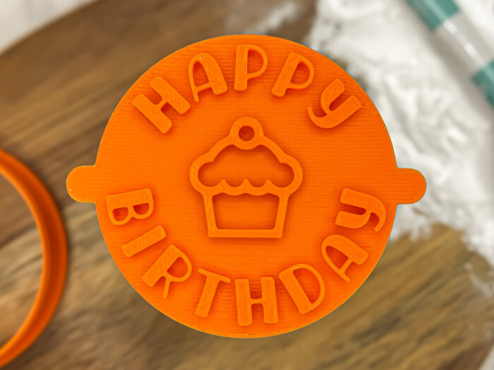 Happy Birthday Cupcake Fondant Stamp
