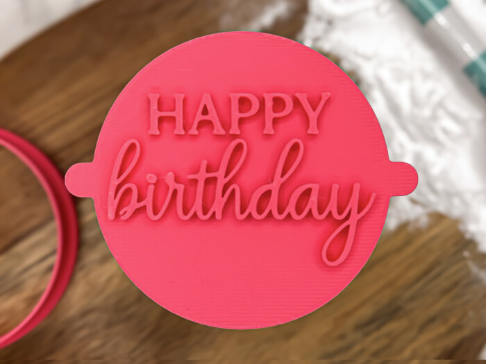 Happy Birthday Fancy Fondant Stamp