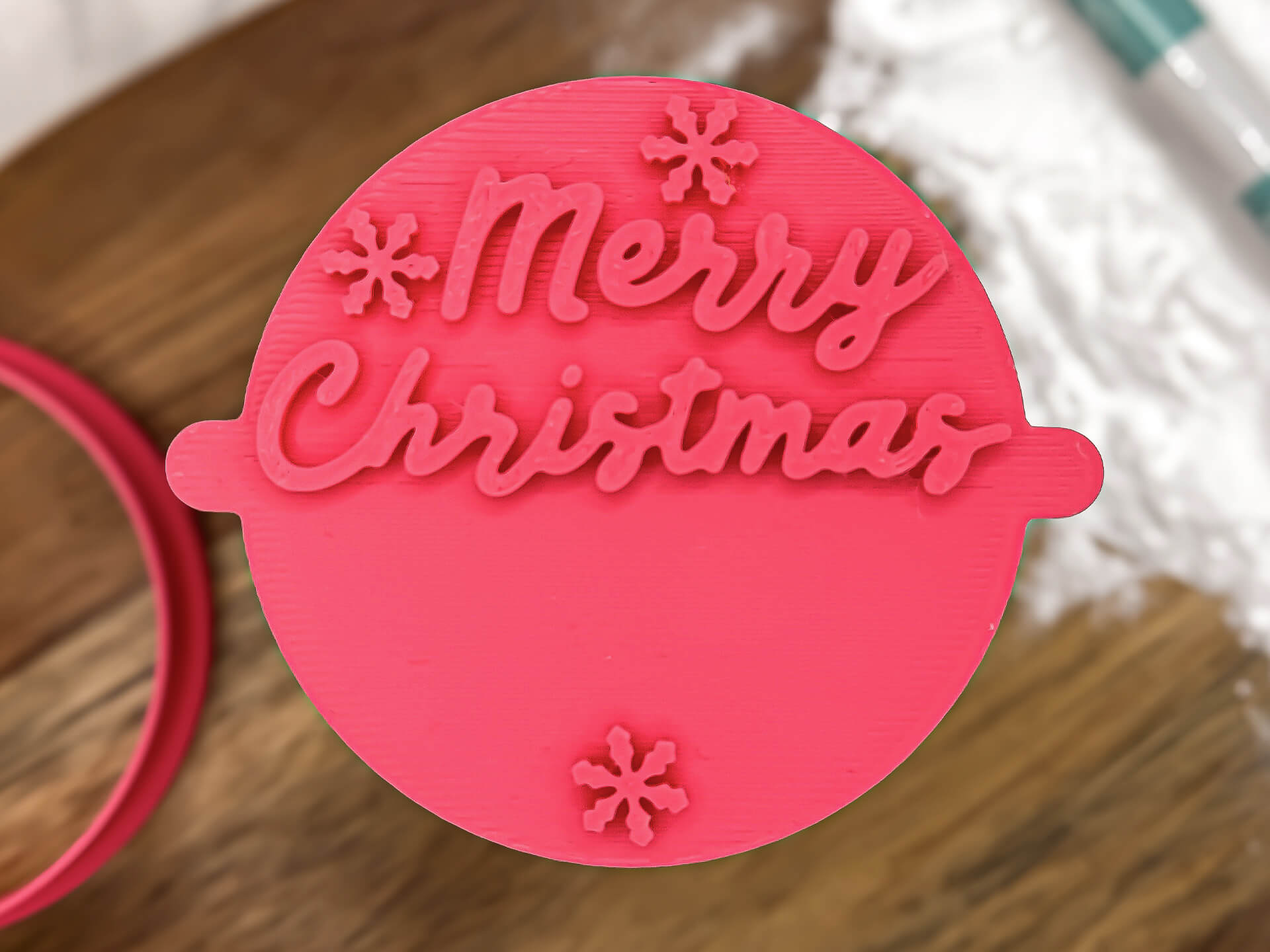 Merry Christmas Snowflakes Space Fondant Stamp Merry Christmas Snowflakes Space Fondant Stamp