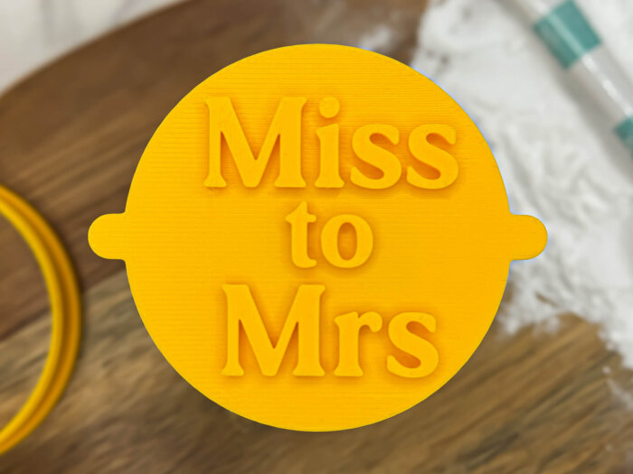Miss To Mrs Serif Fondant Stamp
